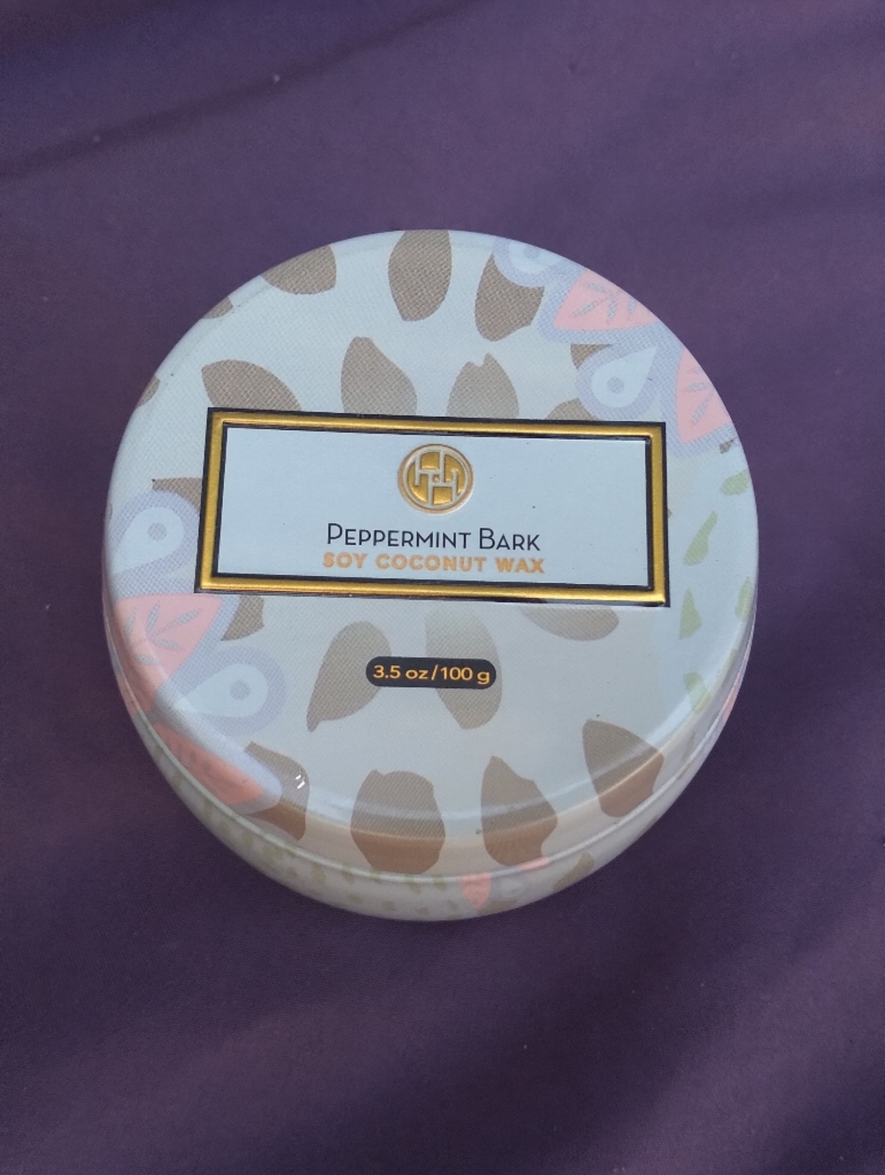 Peppermint Bark Soy Coconut Wax Candle - 3.5 oz - (White/Tan/Pink)